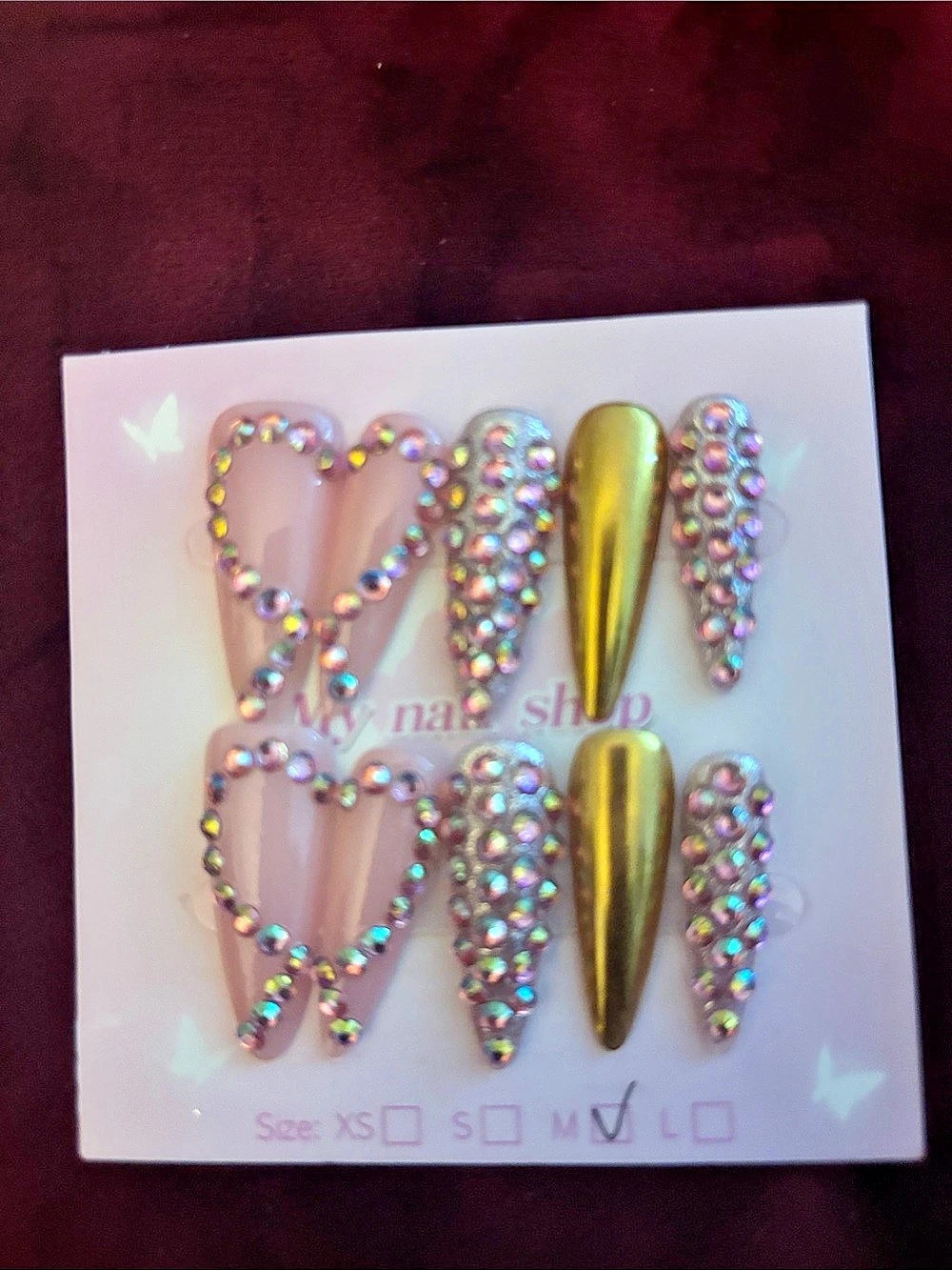 Rhinestone Hair Clips Pink & Gold Medium
